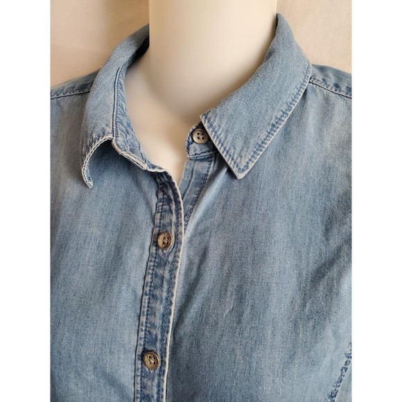 J Jill Womens Denim Button Down Collard Tapered Top Size XS - Picture 5 of 12